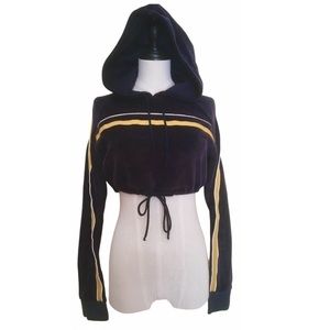 Jean Paul Gaultier JPG Velvet Cropped Striped Hoodie